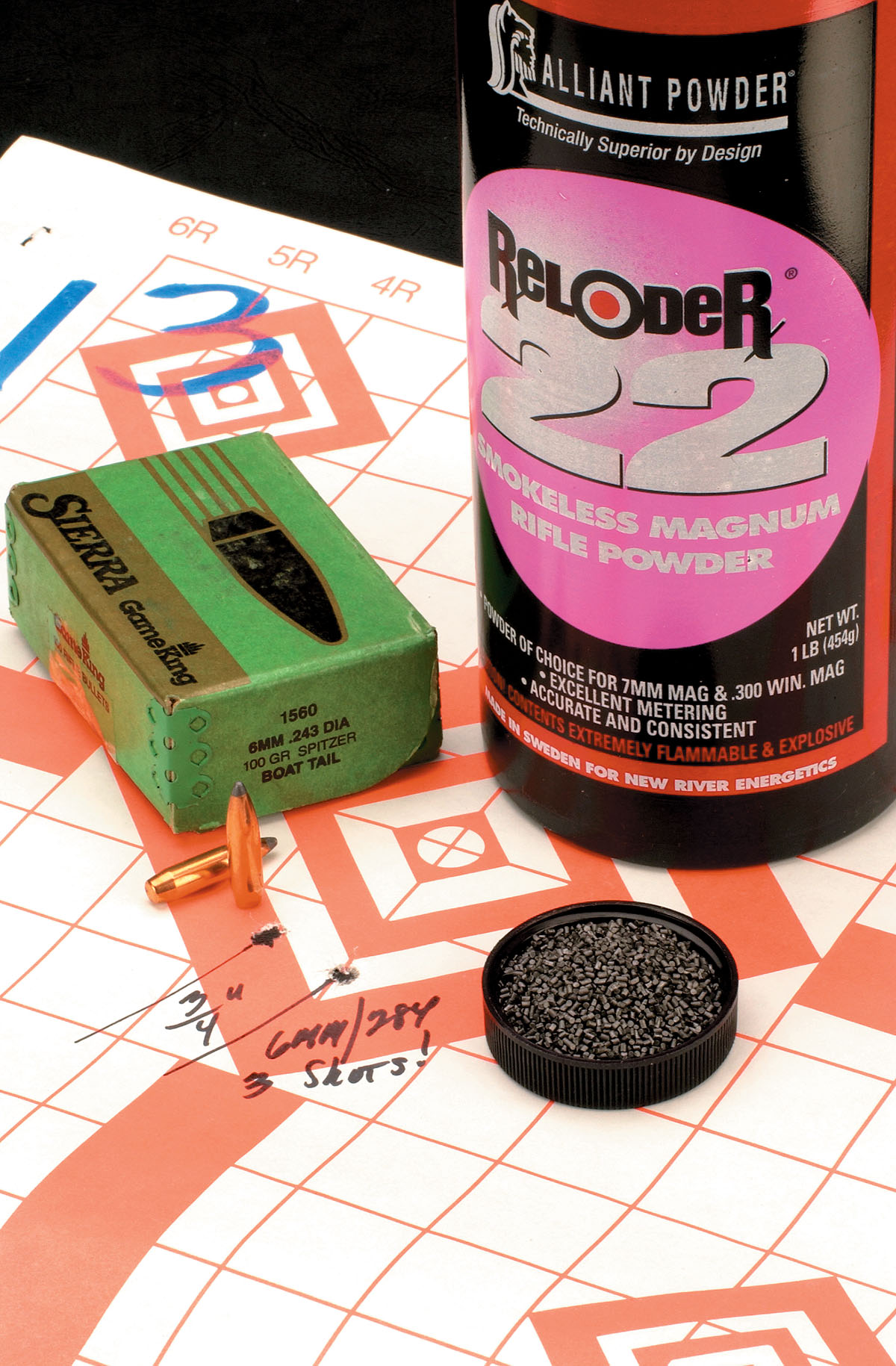 The Sierra 100-grain boat-tail backed by 47.0 grains of RL-22 is a fine load for medium plains game.